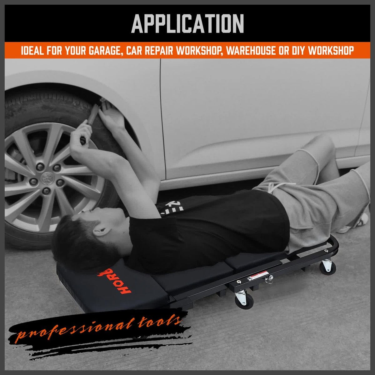 40inch 2 in 1 Folding Creeper Mechanic Z Seat Garage Workshop Rolling Work Stool