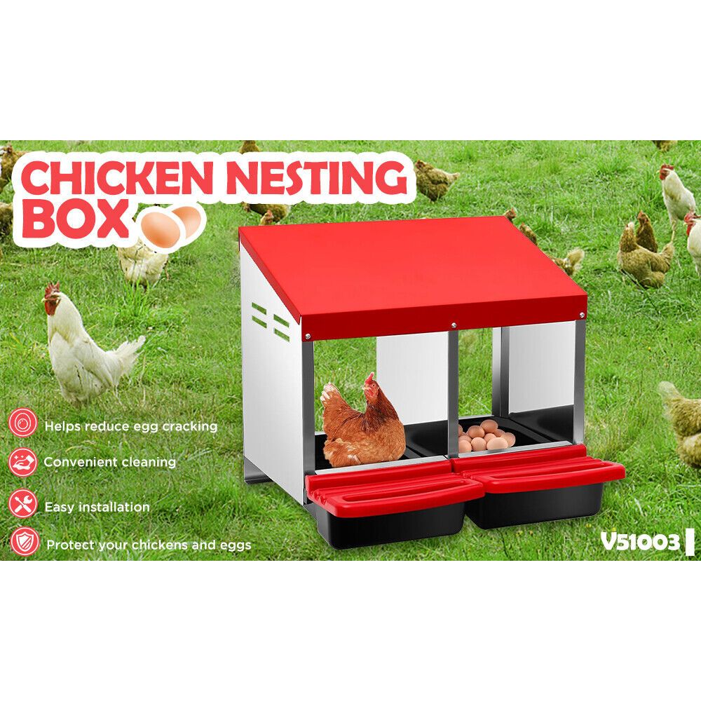 VaKa Chicken Hen Coop Hutch 2 Hole Inside Outside Roll Away Lay Egg Nesting Box