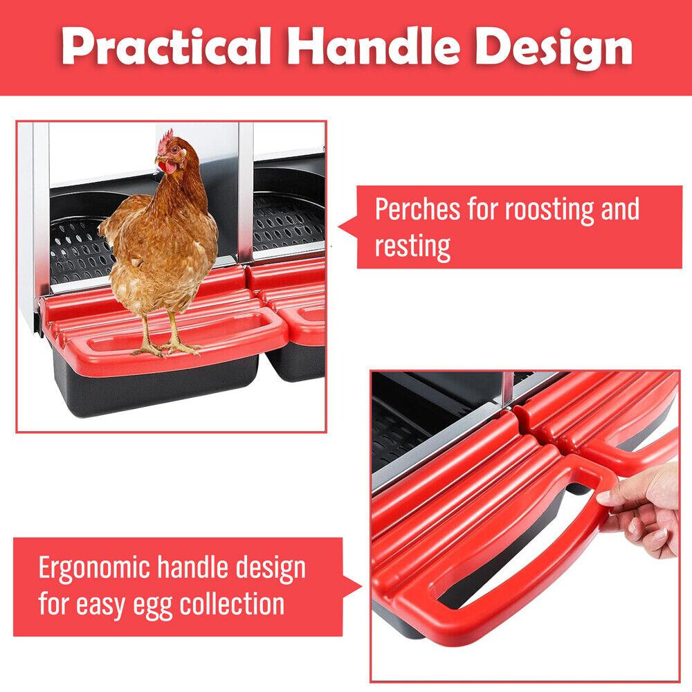 VaKa Chicken Hen Coop Hutch 3 Hole Inside Outside Roll Away Lay Egg Nesting Box