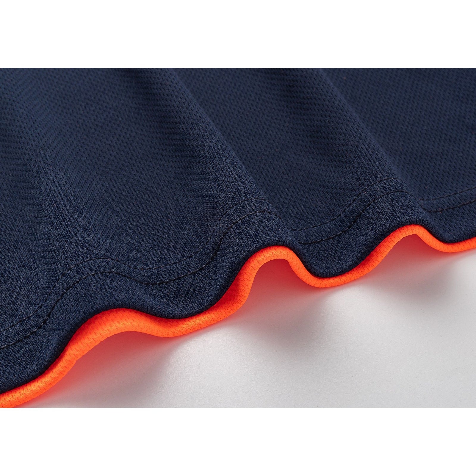 HI VIS Long Sleeve Workwear Shirt w Reflective Tape Cool Dry Safety Polo 2 Tone, Fluoro Orange / Navy, S