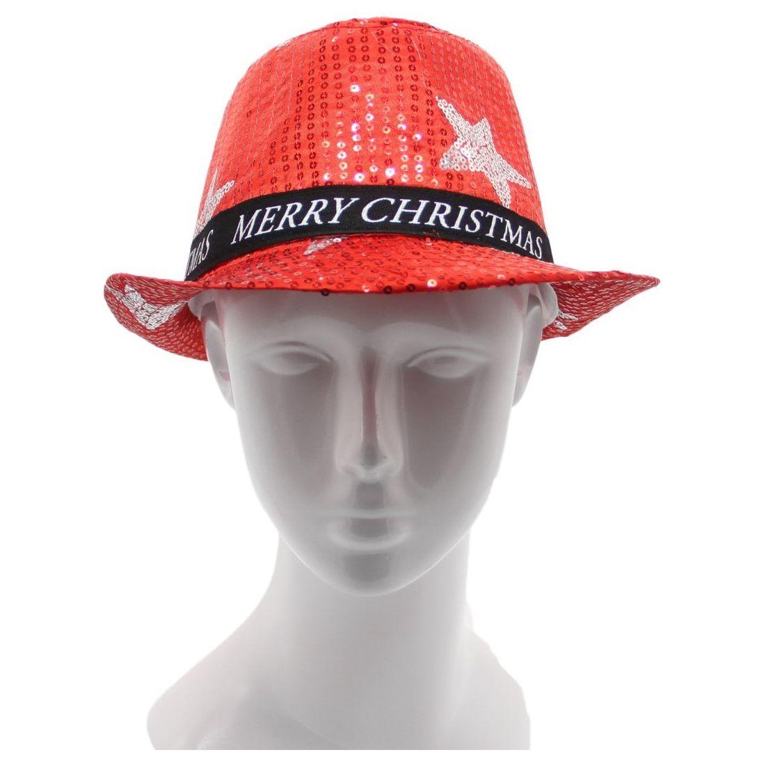 Christmas Unisex Adults Kids Novelty Hat Xmas Party Cap Santa Costume Dress Up, Sequin Fedora