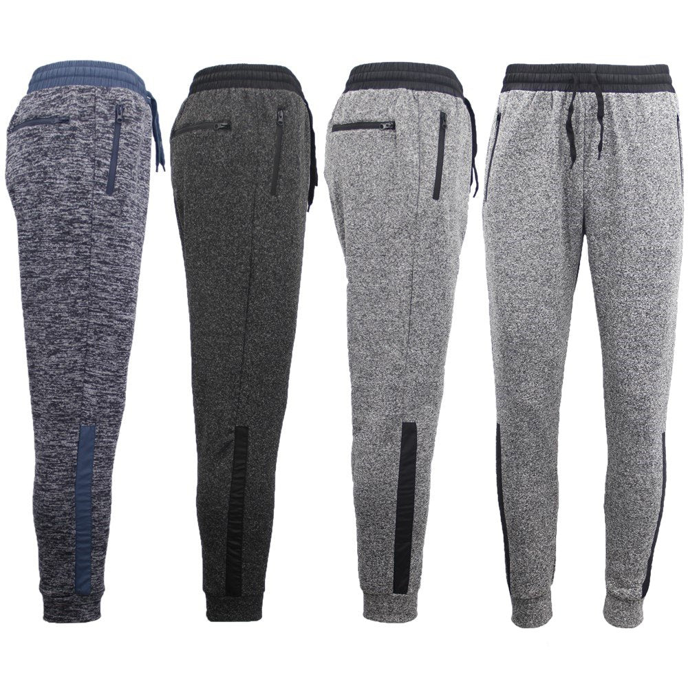 Mens Joggers Trousers Gym Sport Casual Sweat Track Pants Cuffed Hem w Zip Pocket, Navy, XS
