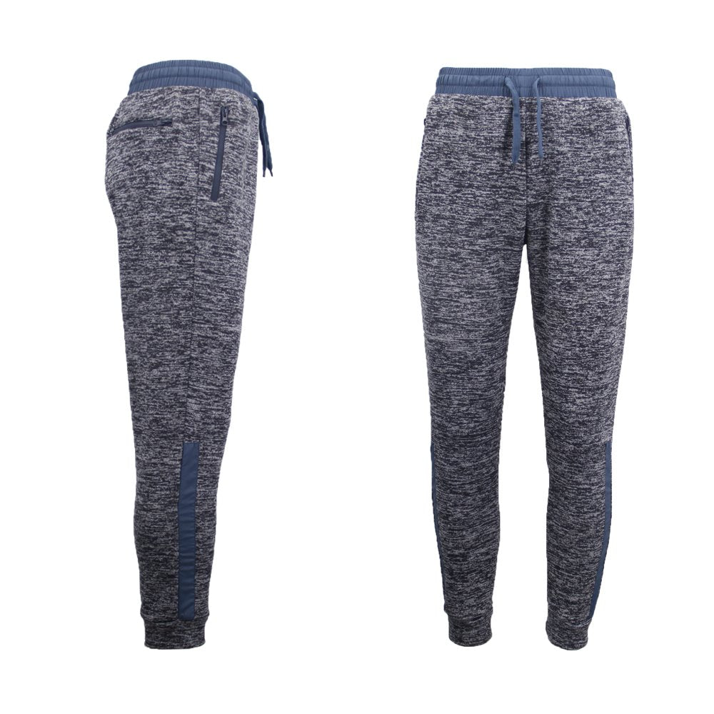 Mens Joggers Trousers Gym Sport Casual Sweat Track Pants Cuffed Hem w Zip Pocket, Navy, XS