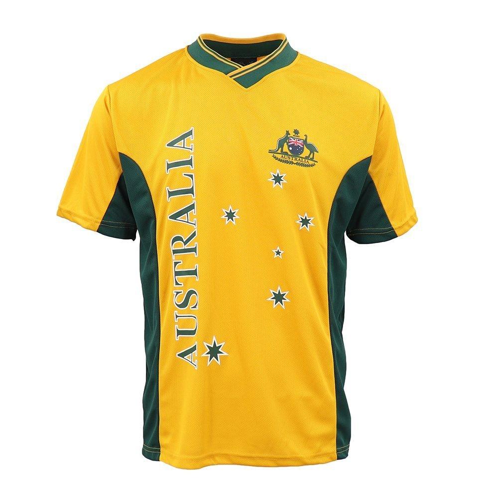 Adults Kids Men&#39;s Sports Soccer Rugby Jersy T Shirt Australia Day Polo Souvenir, Gold, XS