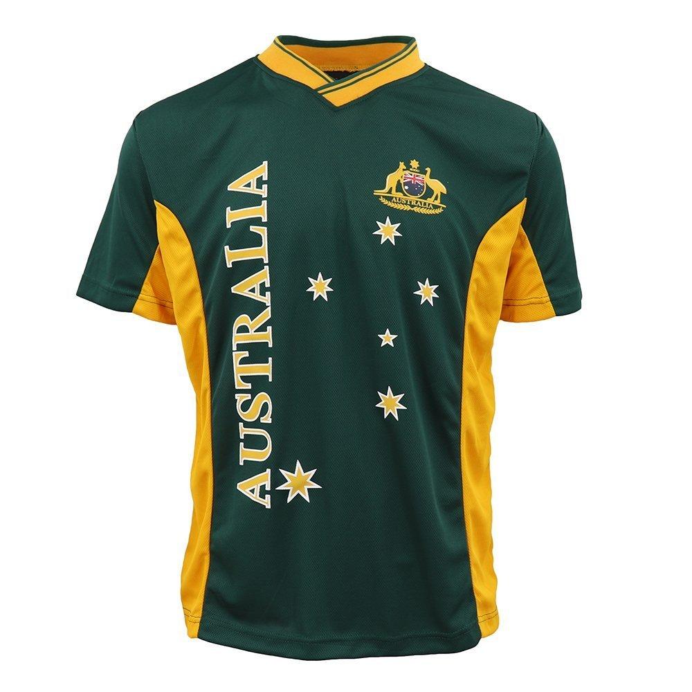 Adults Kids Men&#39;s Sports Soccer Rugby Jersy T Shirt Australia Day Polo Souvenir, Green, XS