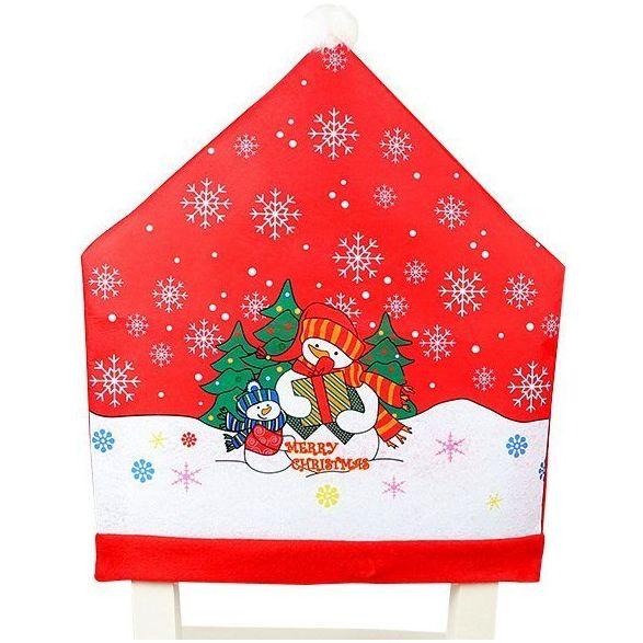 10x Christmas Chair Covers Dinner Table Santa Hat Snowman Home Décor Ornaments, Snowman (10 Chair Covers)