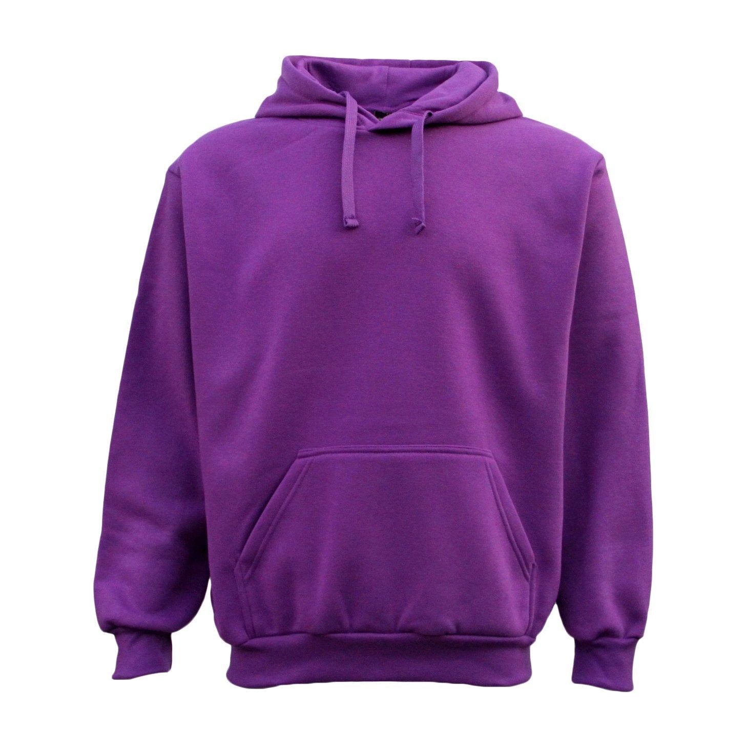 Adult Unisex Men's Basic Plain Hoodie Pullover Sweater Sweatshirt Jumper XS-8XL, Purple, 3XL