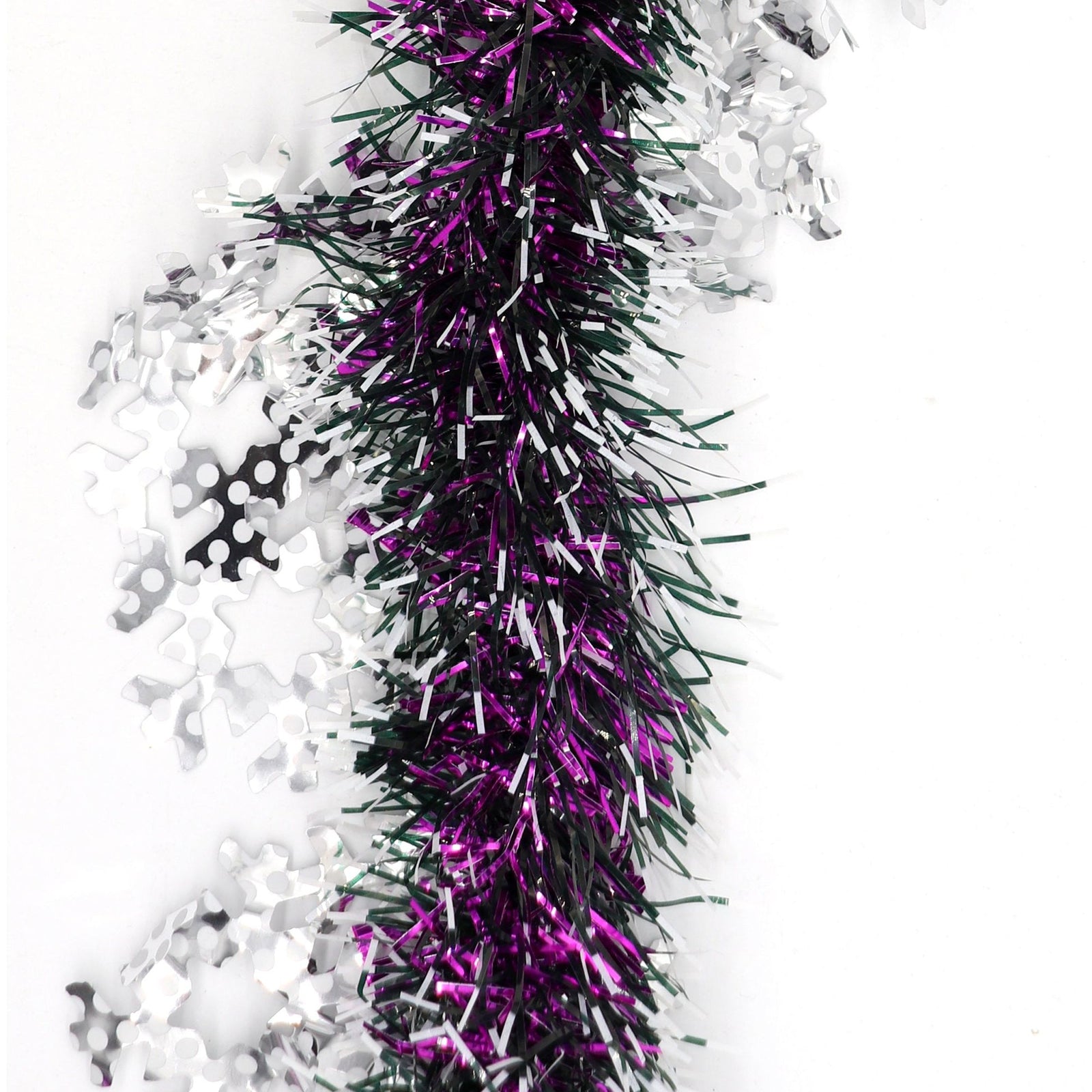 5x 2.5m Christmas Tinsel Xmas Garland Sparkly Snowflake Party Natural Home Décor, Snow in Hot Pink