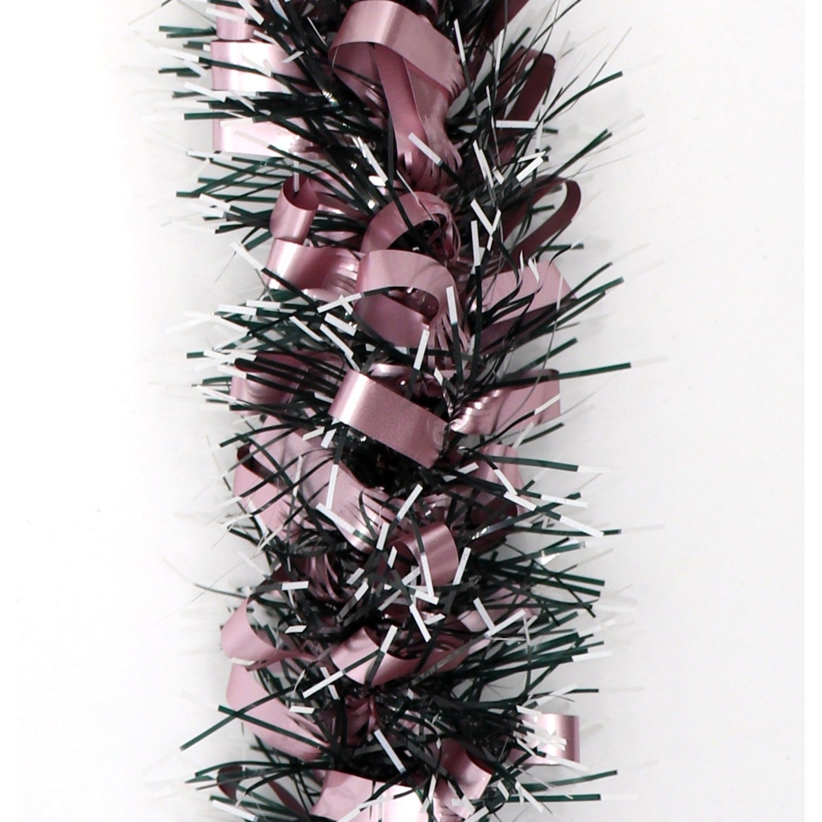 5x 2.5m Christmas Tinsel Xmas Garland Sparkly Snowflake Party Natural Home Décor, Bows (Black Pink)