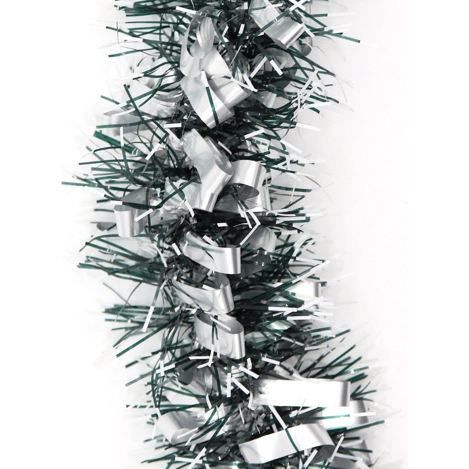 5x 2.5m Christmas Tinsel Xmas Garland Sparkly Snowflake Party Natural Home Décor, Bows (Silver Black)