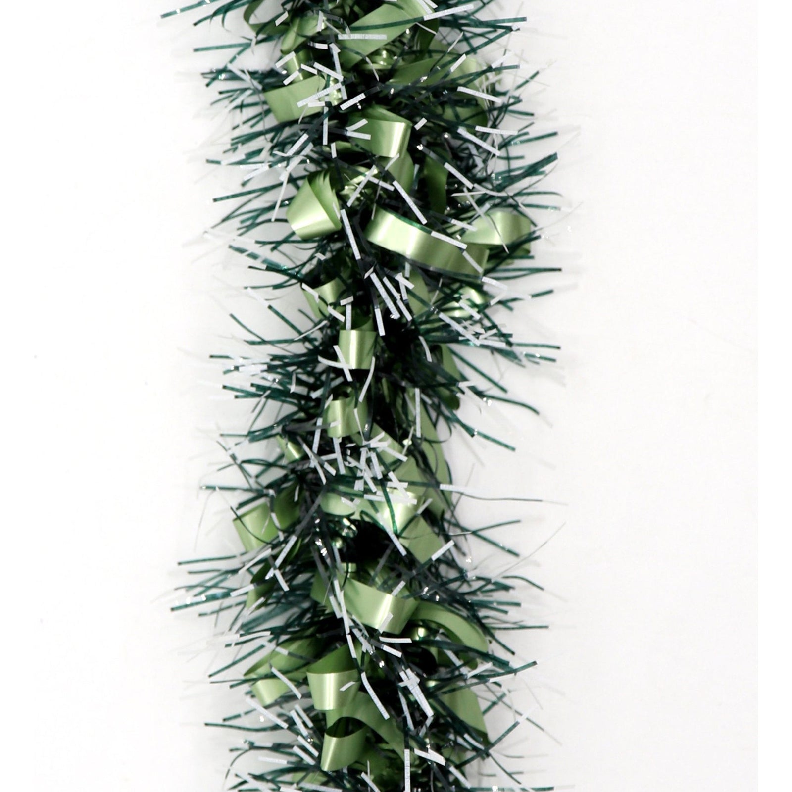 5x 2.5m Christmas Tinsel Xmas Garland Sparkly Snowflake Party Natural Home Décor, Bows (Black Light Green)
