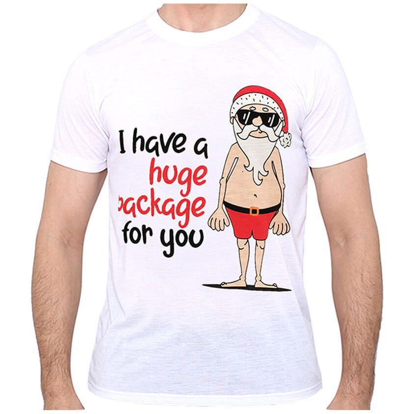 New Funny Adult Xmas Christmas T Shirt Tee Mens Womens 100% Cotton Jolly Ugly, I Have A Huge Package For You, L