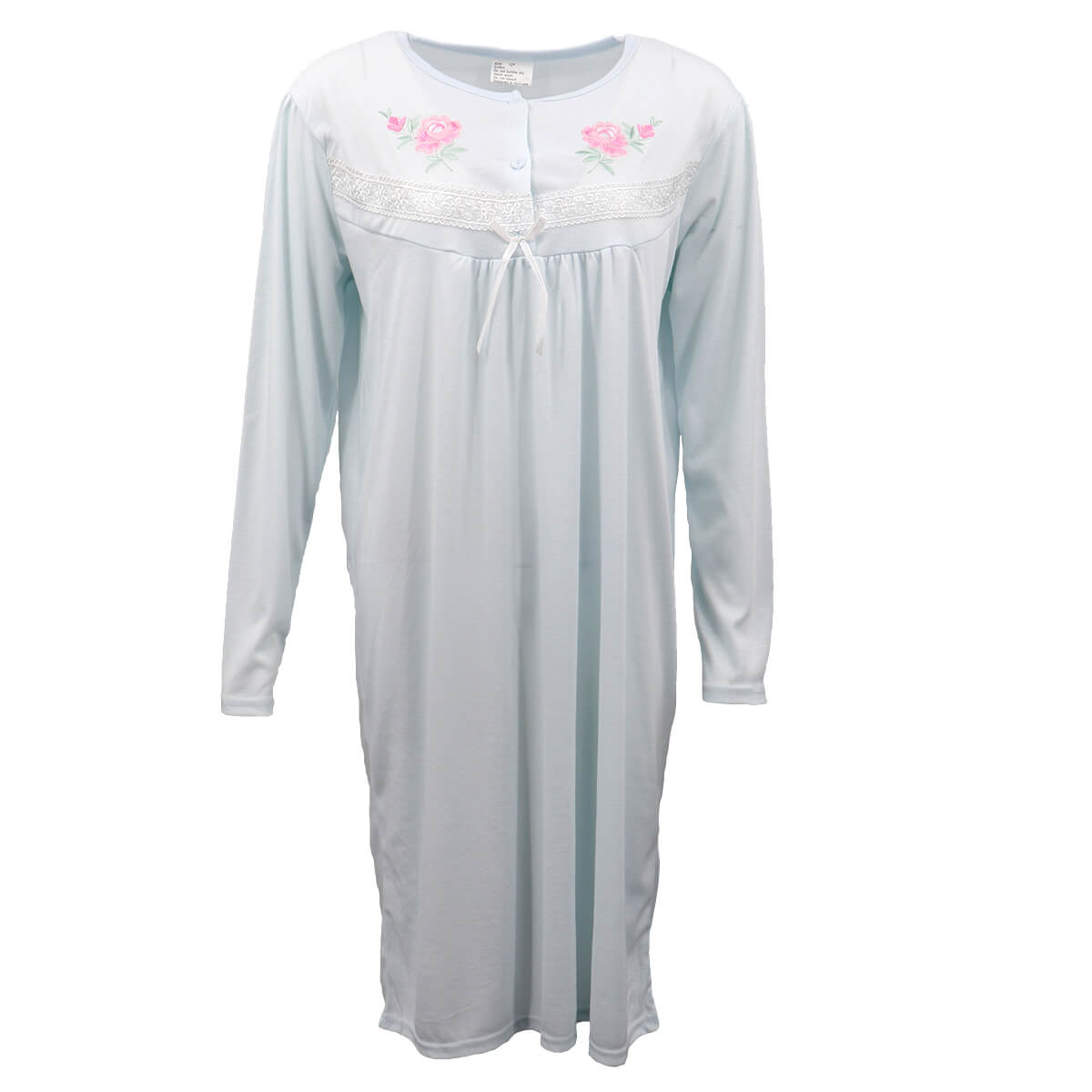 100% Cotton Women Nightie Night Gown Pajamas Pyjamas Winter Sleepwear PJs Dress, Blue, 22