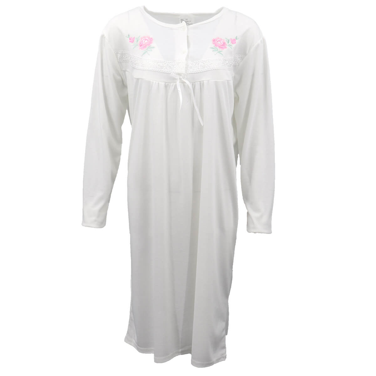 100% Cotton Women Nightie Night Gown Pajamas Pyjamas Winter Sleepwear PJs Dress, Light Pink, 12