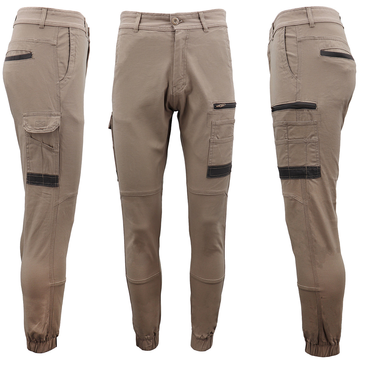 Men&#39;s Cargo Cotton Drill Work Pants UPF 50+ 13 Pockets Tradies Workwear Trousers, Khaki, 30