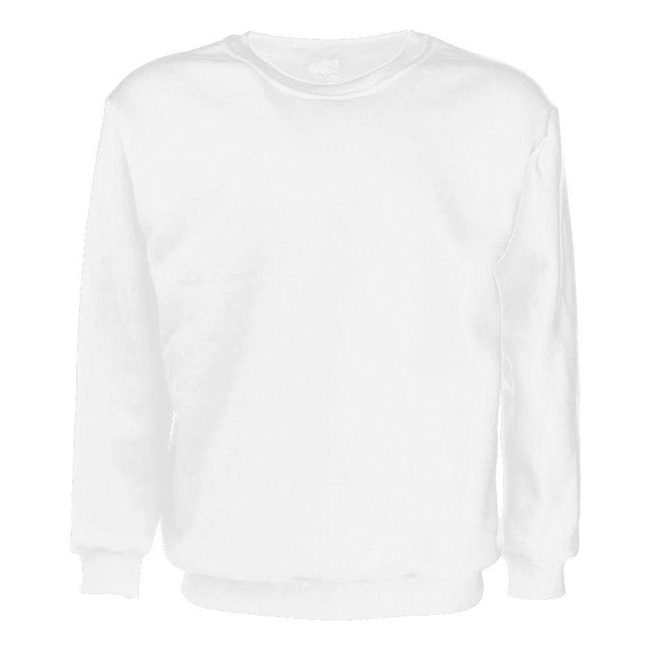 New Adult Unisex Plain Pullover Fleece Jumper Mens Long Sleeve Crew Neck Sweater, White, 5XL