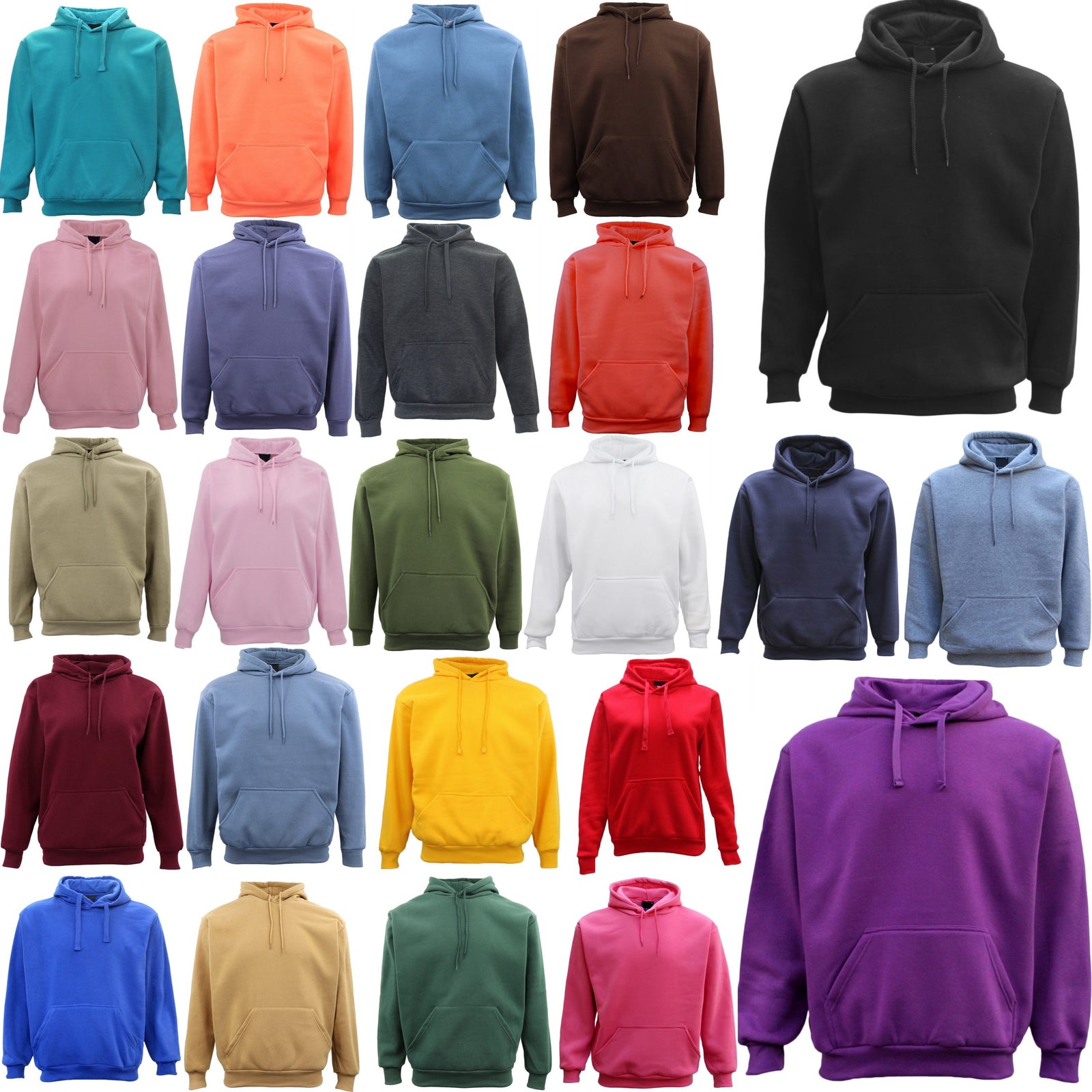 Adult Unisex Men's Basic Plain Hoodie Pullover Sweater Sweatshirt Jumper XS-8XL, Wash Pink, M