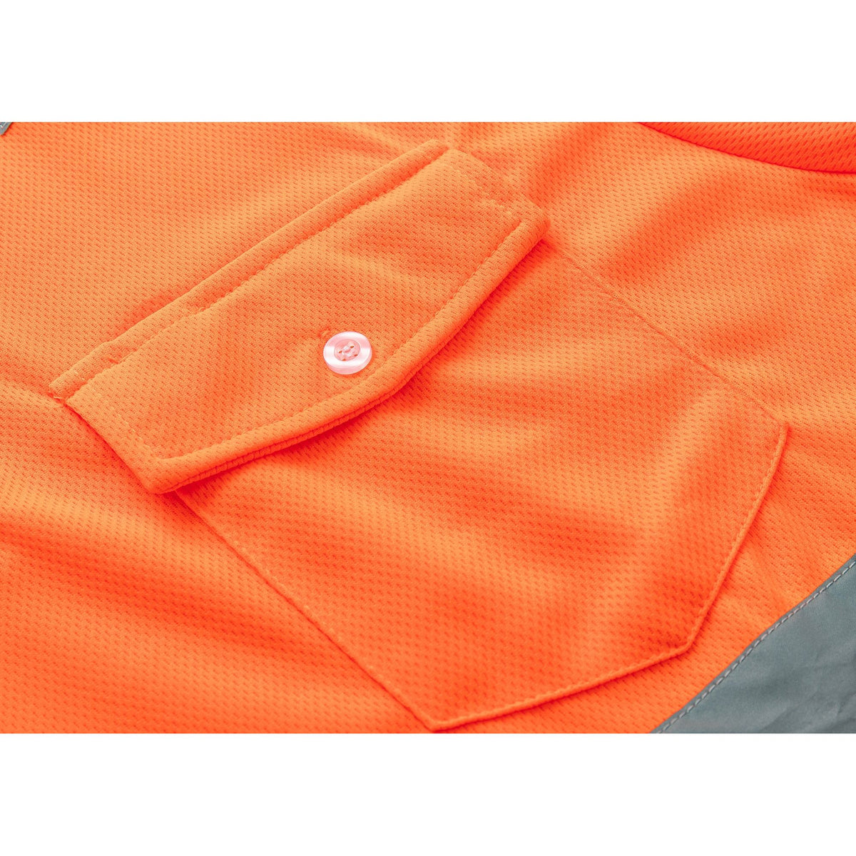 HI VIS Long Sleeve Workwear Shirt w Reflective Tape Cool Dry Safety Polo 2 Tone, Fluoro Orange / Navy, 4XL