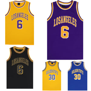 Kid's Basketball Jersey Tank Boys Sports T Shirt Tee Singlet Tops Los Angeles, Yellow - Los Angeles 6, 2