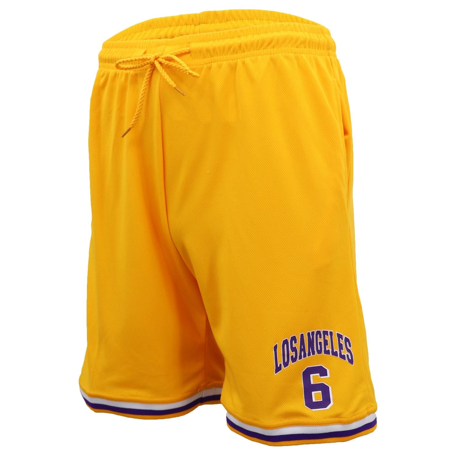 Men's Basketball Sports Shorts Gym Jogging Swim Board Boxing Sweat Casual Pants, Yellow - Los Angeles 6, L