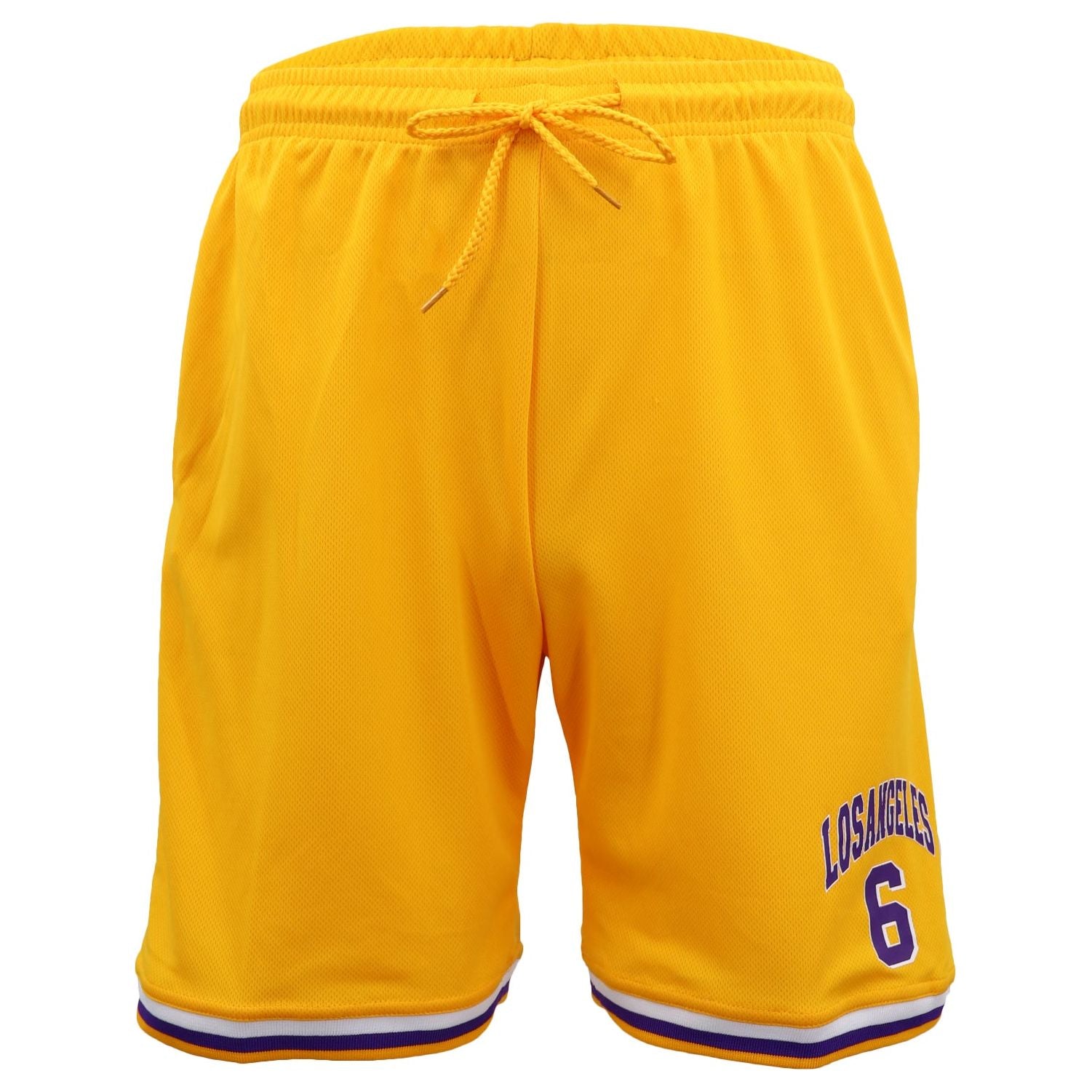 Men's Basketball Sports Shorts Gym Jogging Swim Board Boxing Sweat Casual Pants, Yellow - Los Angeles 6, XL