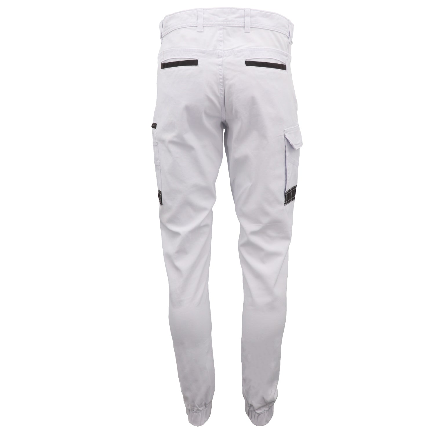 Men's Cargo Cotton Drill Work Pants UPF 50+ 13 Pockets Tradies Workwear Trousers, White, 30