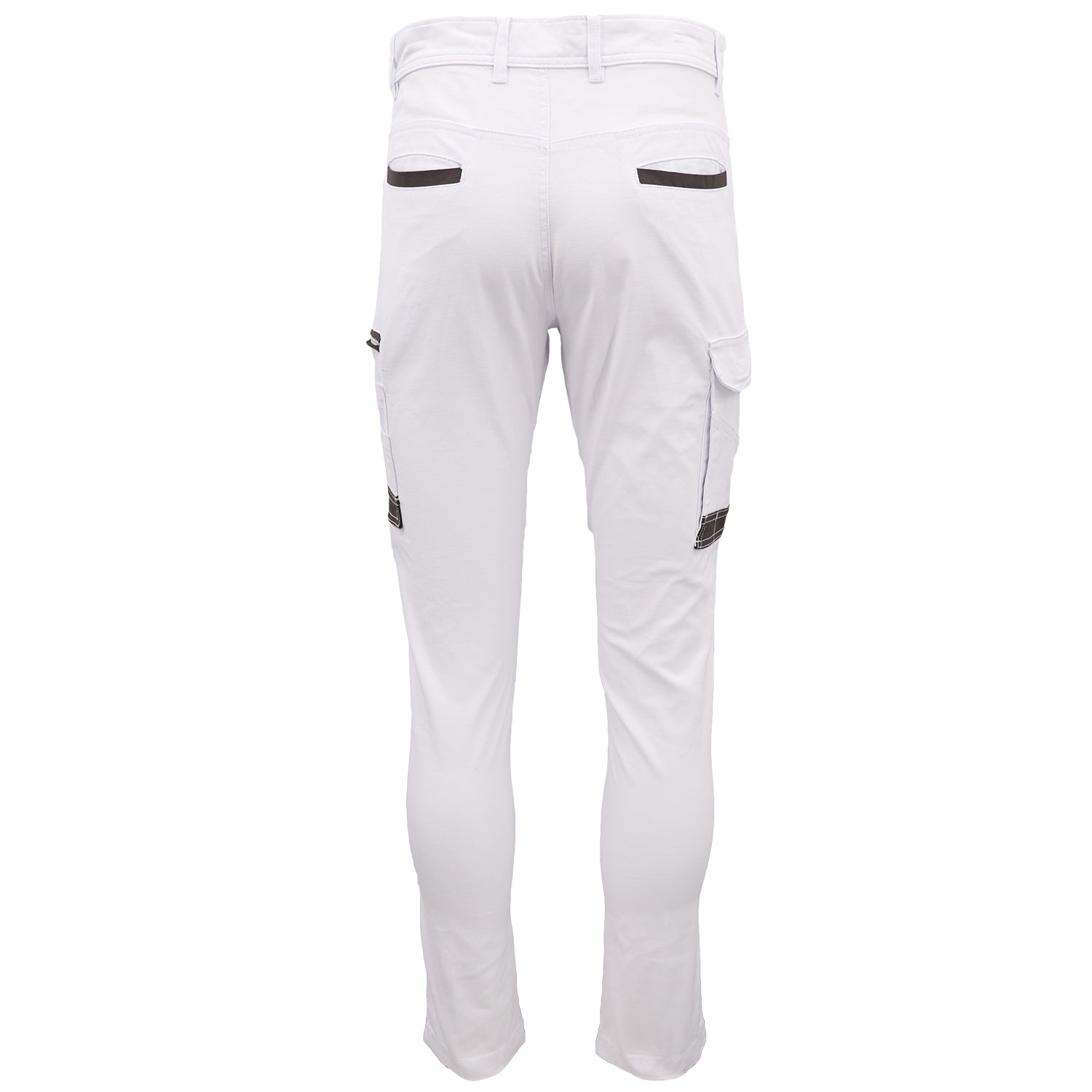 Men's Cotton Drill Cargo Work Pants UPF 50+ 13 Pockets Tradies Workwear Trousers, White, 30