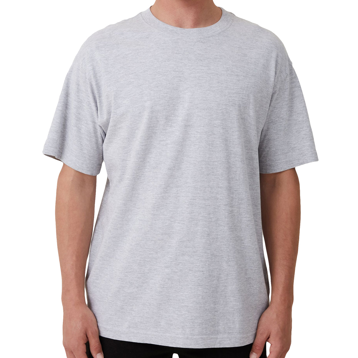 Adult 100% Cotton T-Shirt Unisex Men's Basic Plain Blank Crew Tee Tops Shirts, Light Grey, M