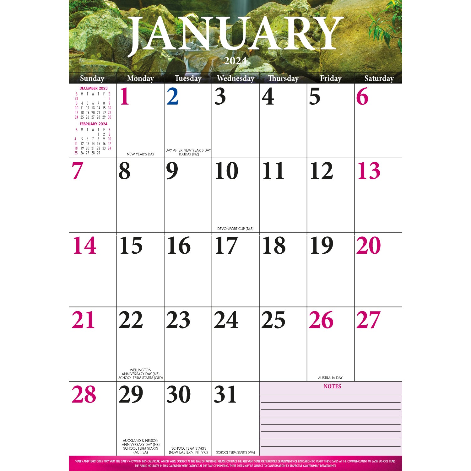 Big Grid - 2024 Rectangle Wall Calendar 13 Months Large Date Boxes Easy Planning