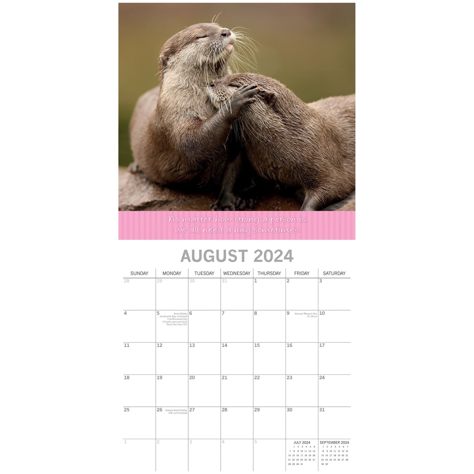 Hugs - 2024 Square Wall Calendar Pets Animals 16 Months Premium Planner New Year