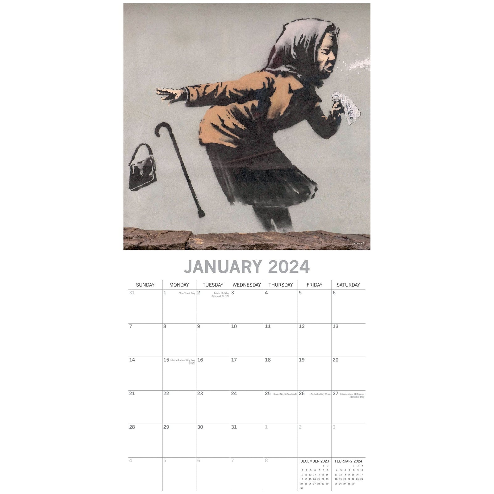 Banksy - 2024 Square Wall Calendar 16 Month Arts Planner Christmas New Year Gift