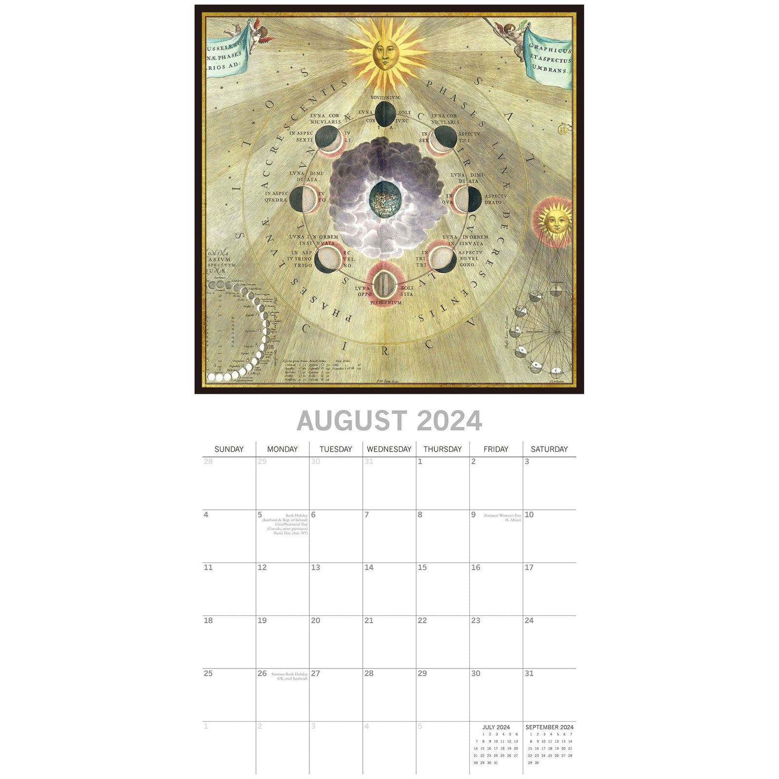 Celestial - 2024 Square Wall Calendar 16 Months Arts Planner Xmas New Year Gift