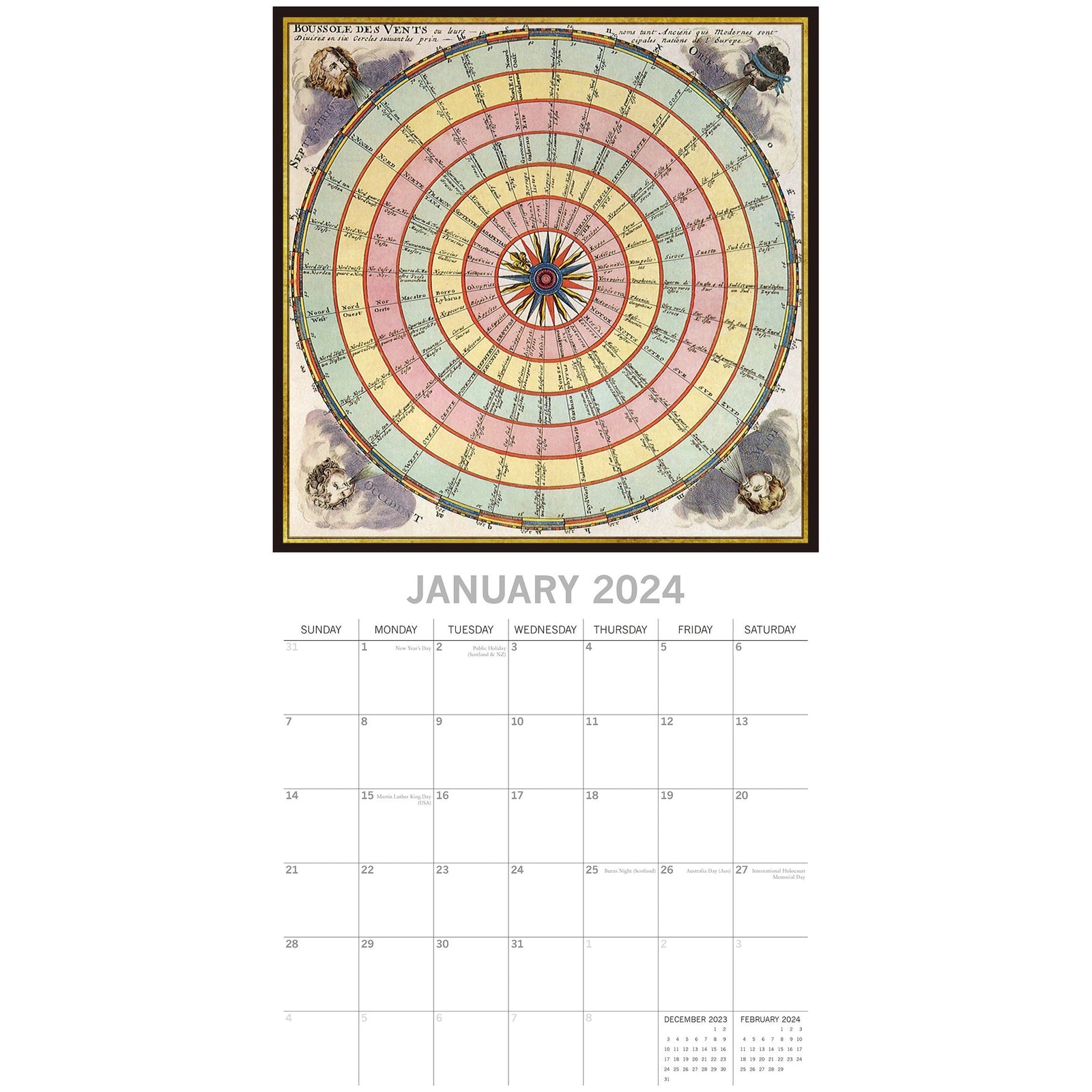 Celestial - 2024 Square Wall Calendar 16 Months Arts Planner Xmas New Year Gift