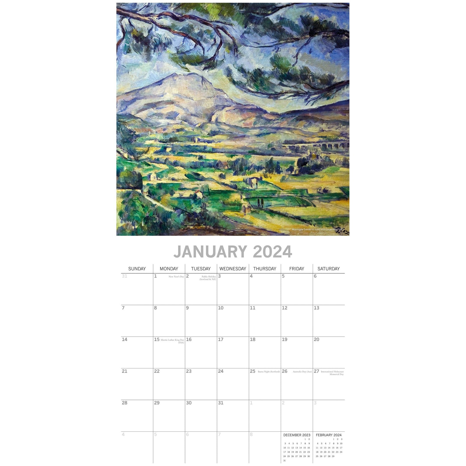 Cezanne 2024 Square Wall Calendar 16 Months Arts Planner Christmas New Year Gift