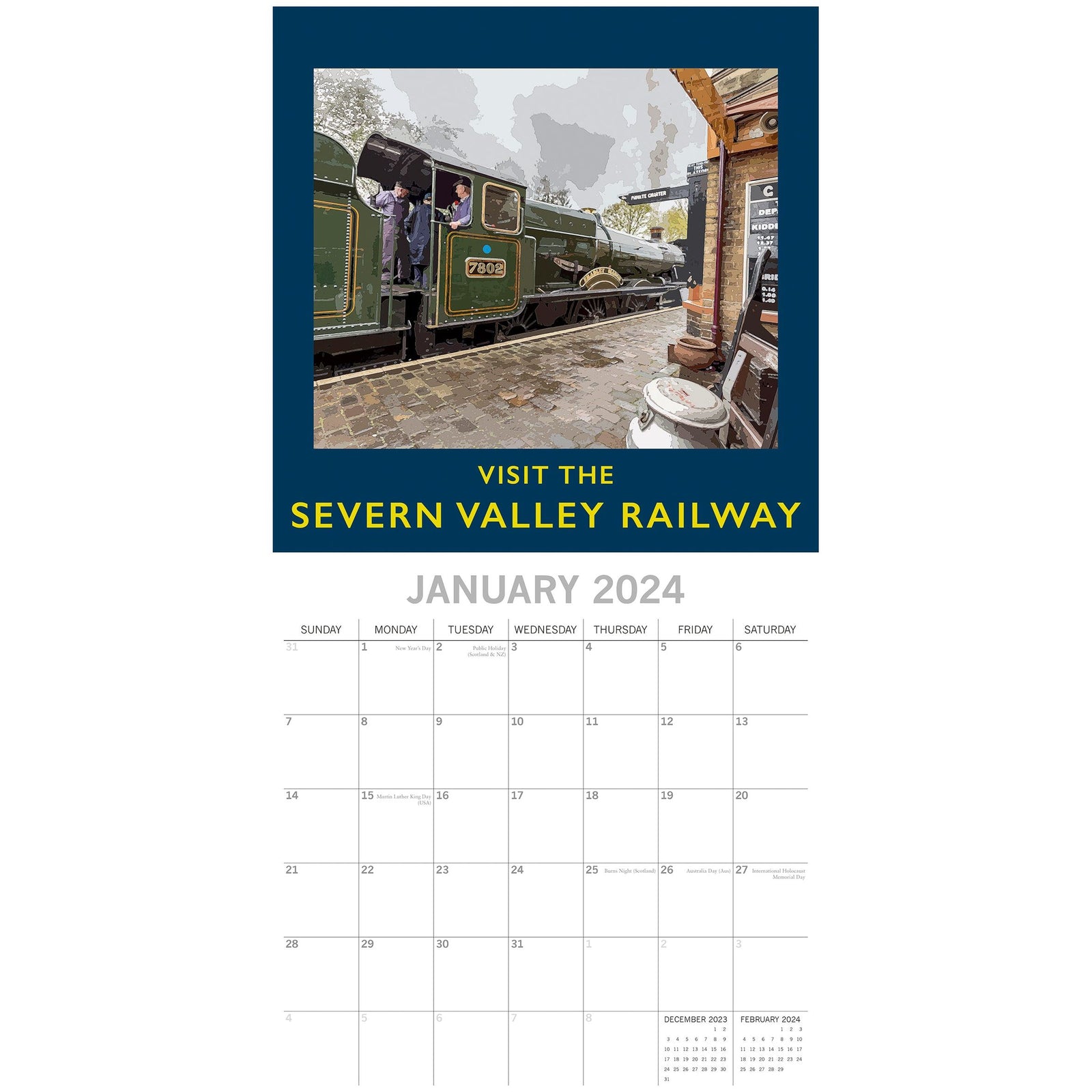 Nostalgic Travel - 2024 Square Wall Calendar 16 Month Arts Planner New Year Gift