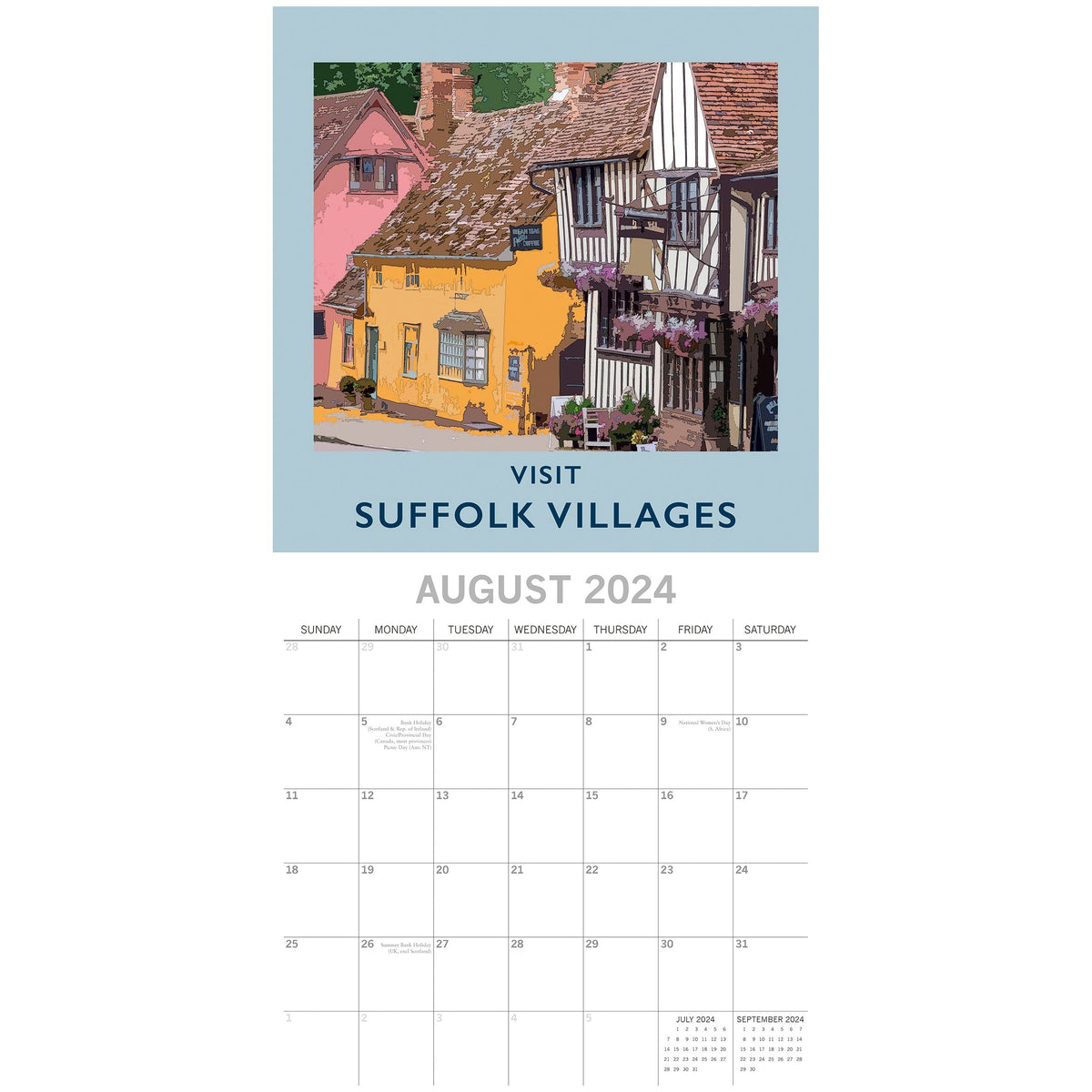 Nostalgic Travel - 2024 Square Wall Calendar 16 Month Arts Planner New Year Gift