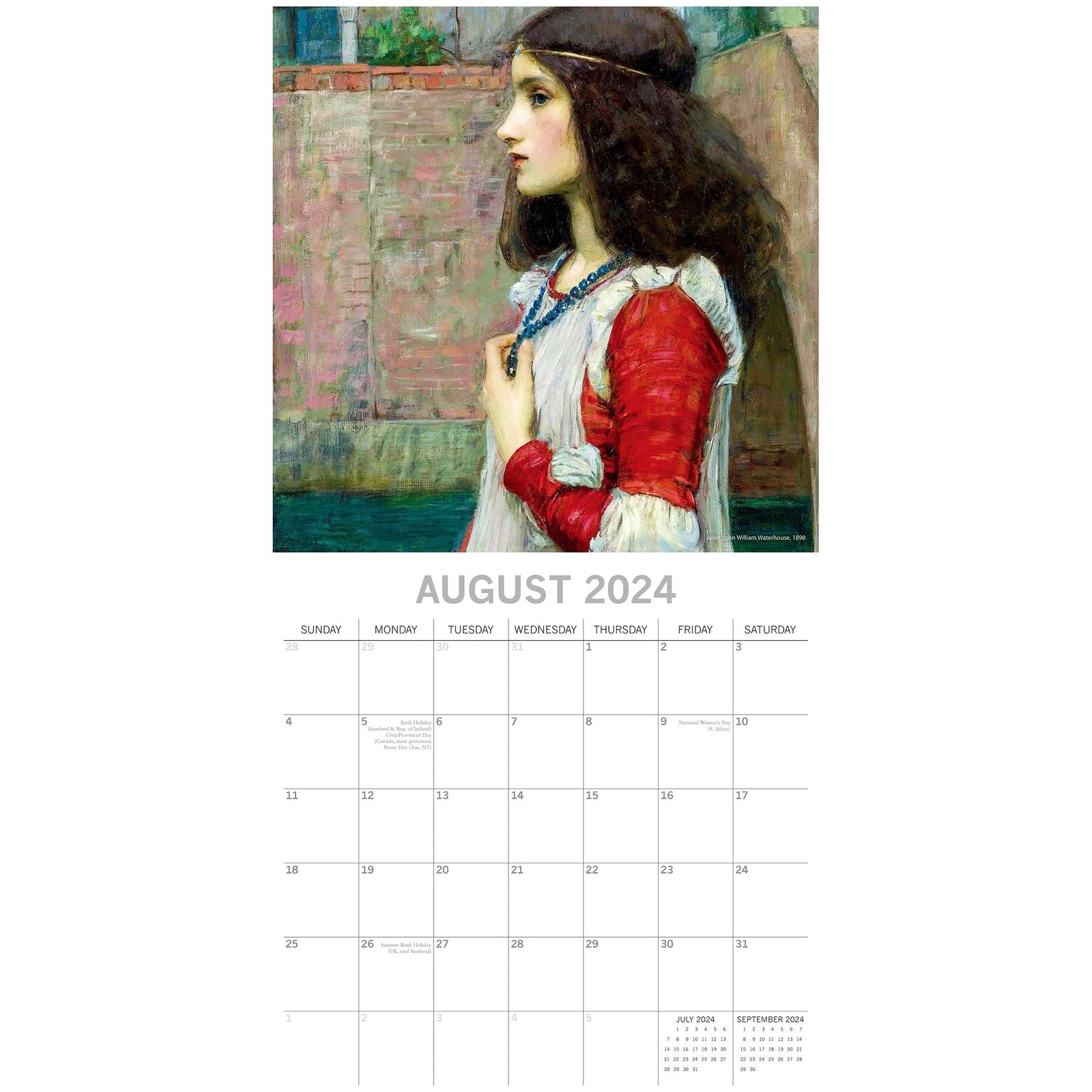 Pre-Raphaelites - 2024 Square Wall Calendar 16 Months Arts Planner New Year Gift