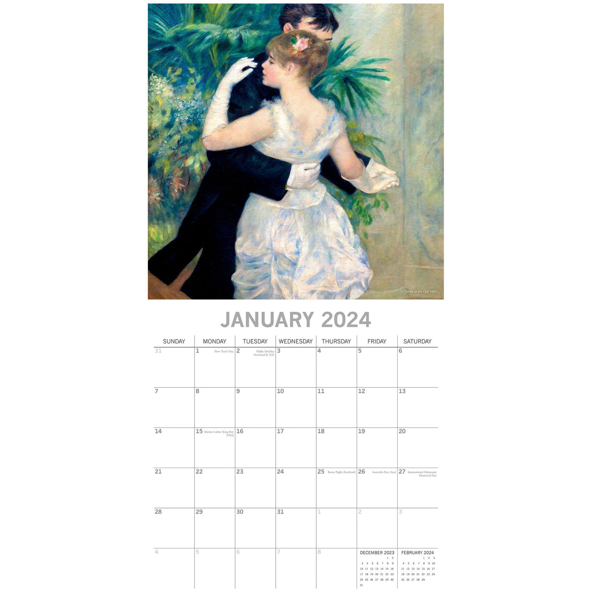 Renoir - 2024 Square Wall Calendar 16 Month Arts Planner Christmas New Year Gift