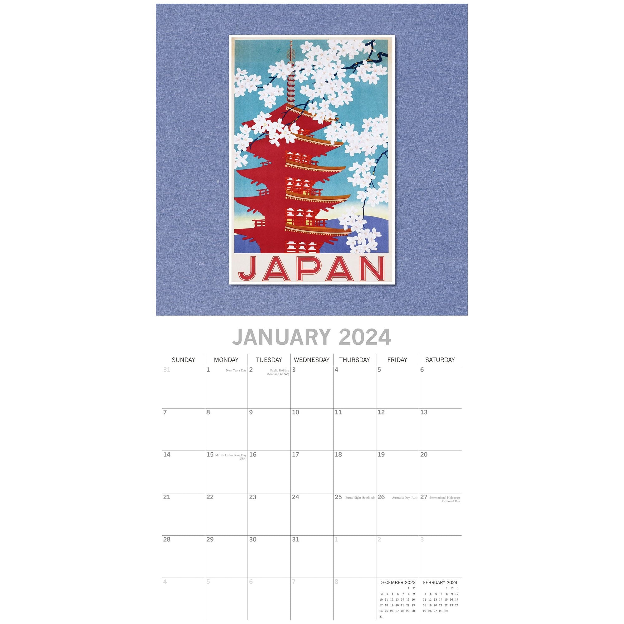 Vintage Travel Posters - 2024 Square Wall Calendar 16 Months Arts Planner Gift