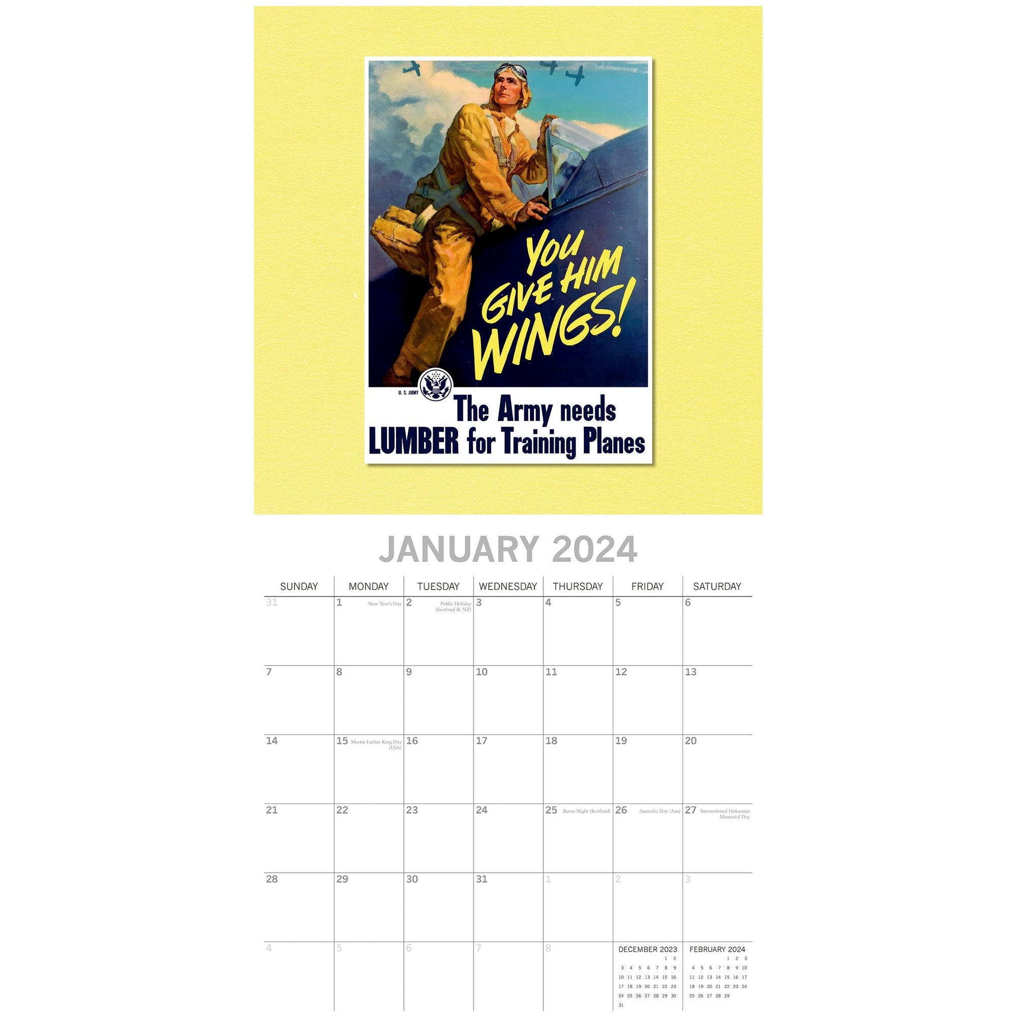 World War Posters 2024 Square Wall Calendar 16 Months Arts Planner New Year Gift