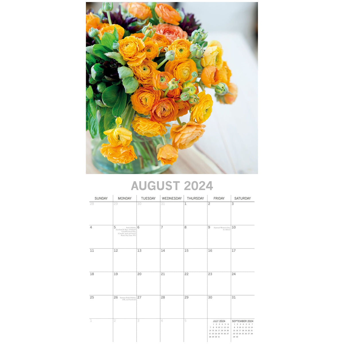 Floral Collection 2024 Square Wall Calendar 16Month Flower Planner New Year Gift