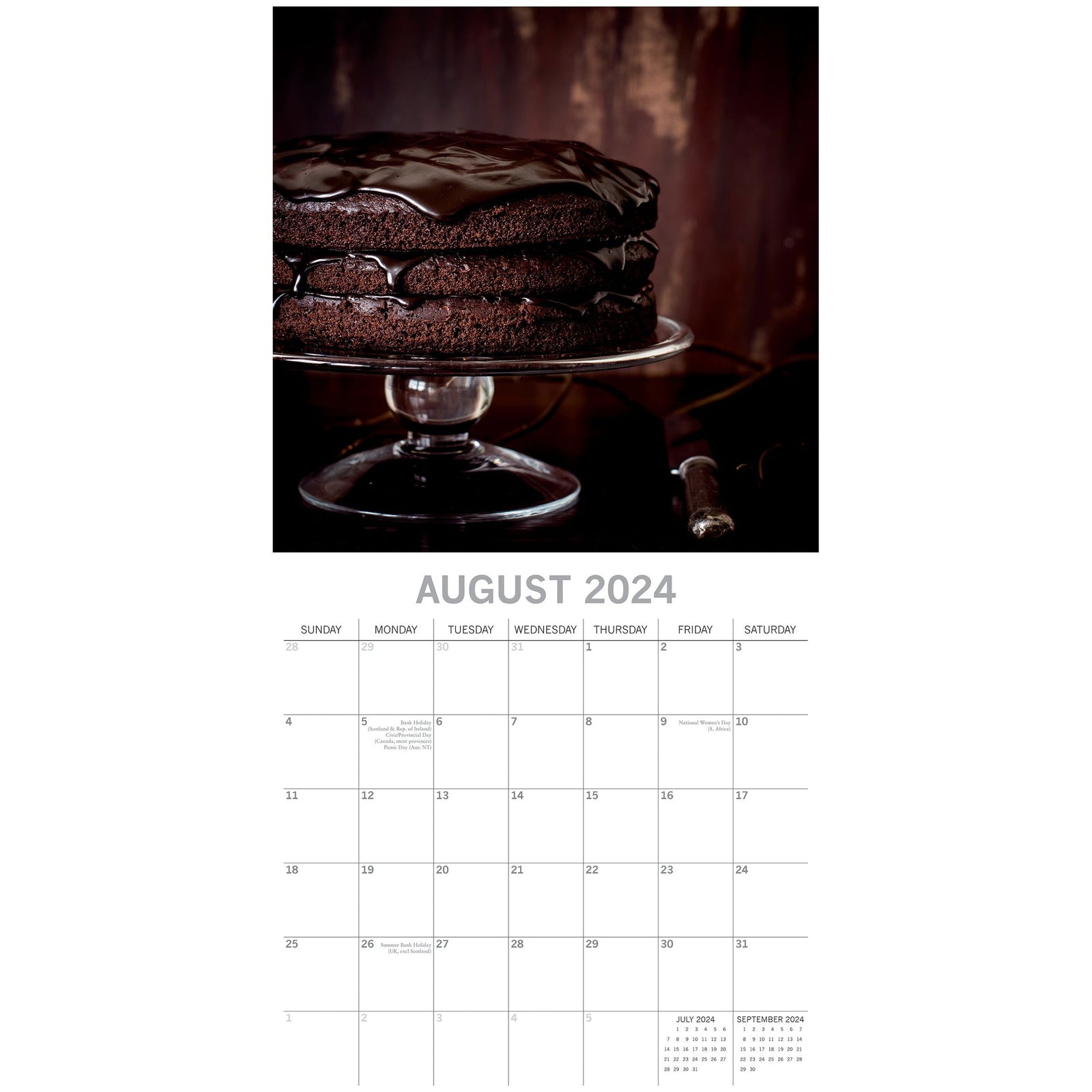 Chocolate - 2024 Square Wall Calendar 16 Months Food Planner Xmas New Year Gift