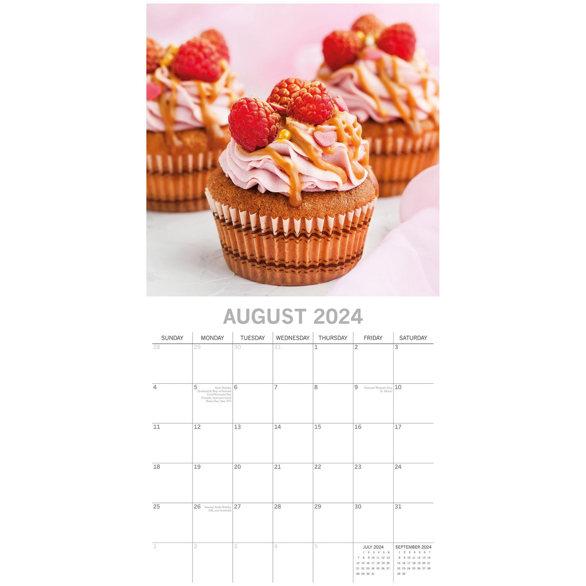 Cupcakes 2024 Square Wall Calendar 16 Month Food Planner Christmas New Year Gift