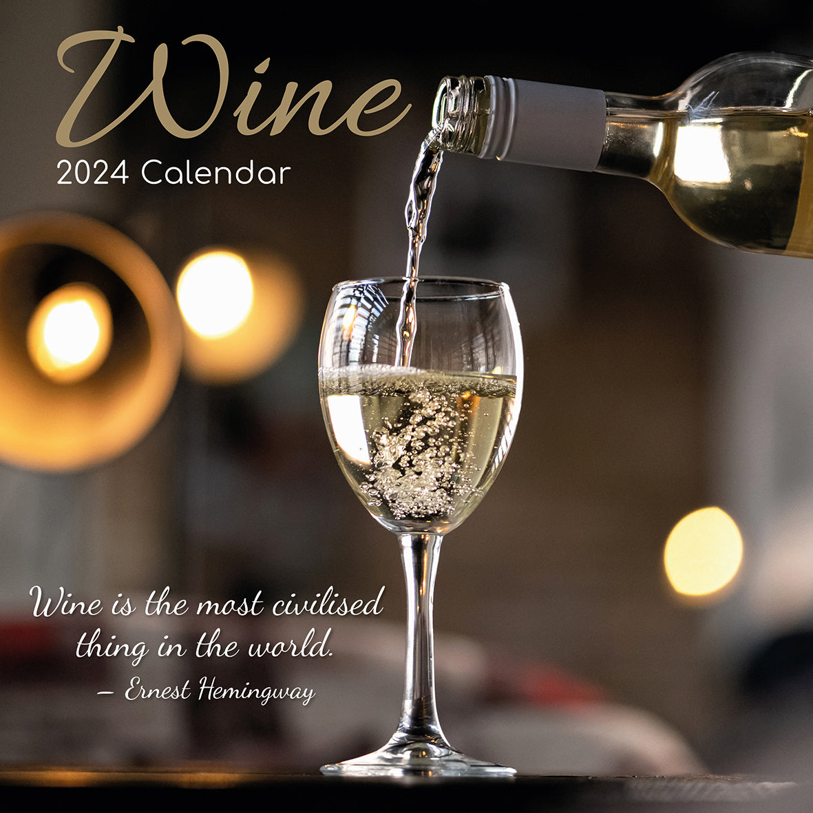 Wine - 2024 Square Wall Calendar 16 Months Food Drink Planner Christmas New Year