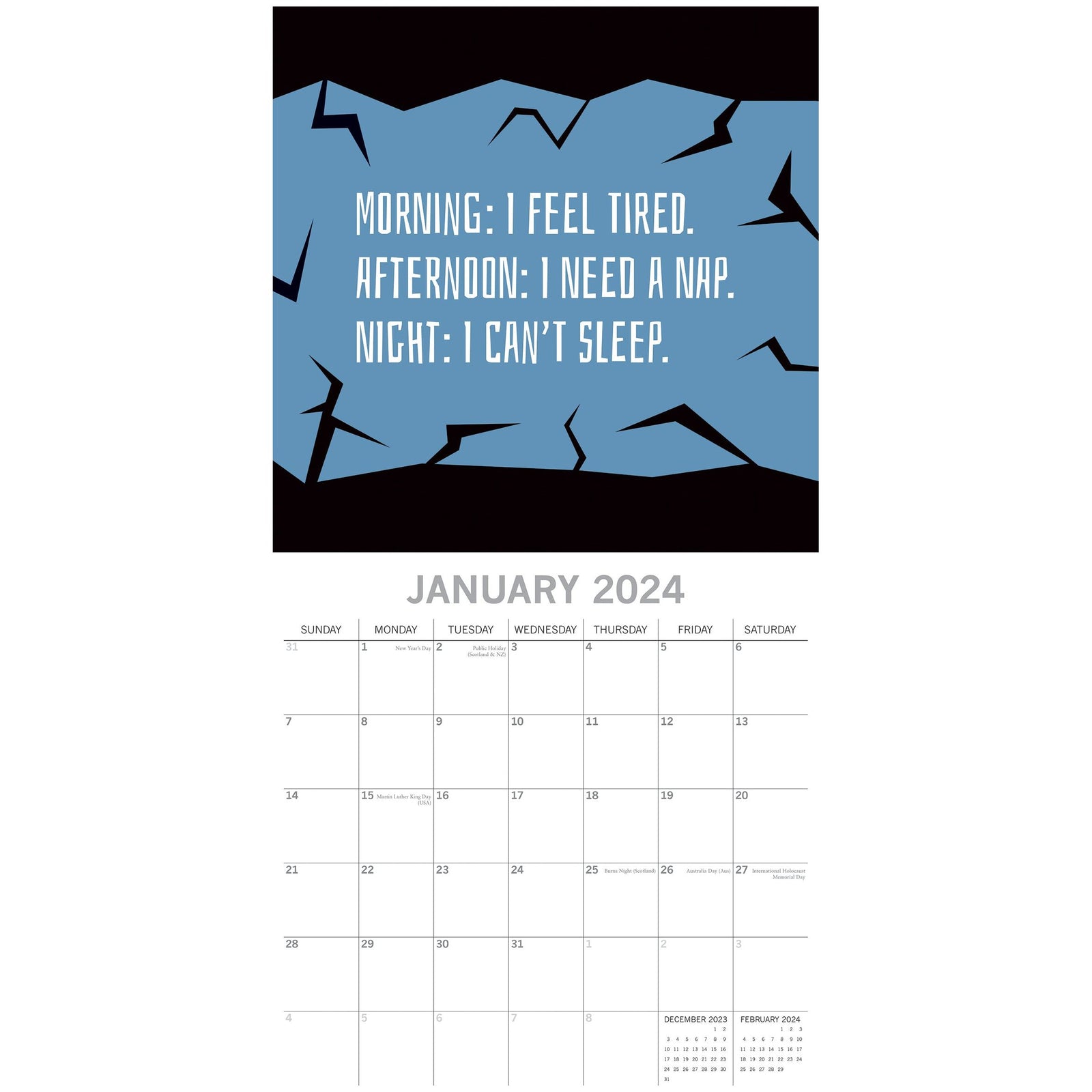 Life - The Struggle is Real - 2024 Square Wall Calendar 16 Months Planner Gift