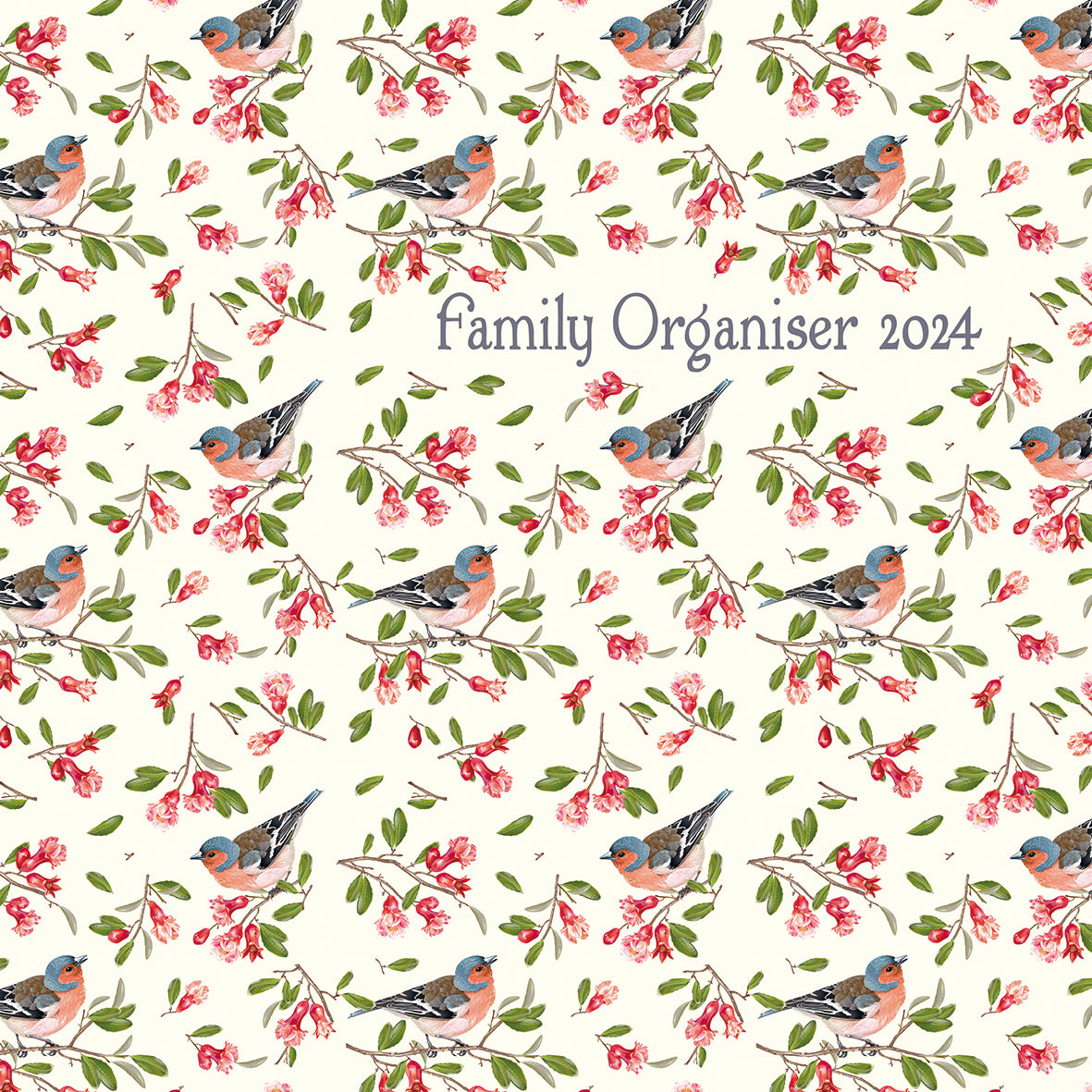 Birdsong Family Organiser - 2024 Square Wall Calendar 16 Months School Planner