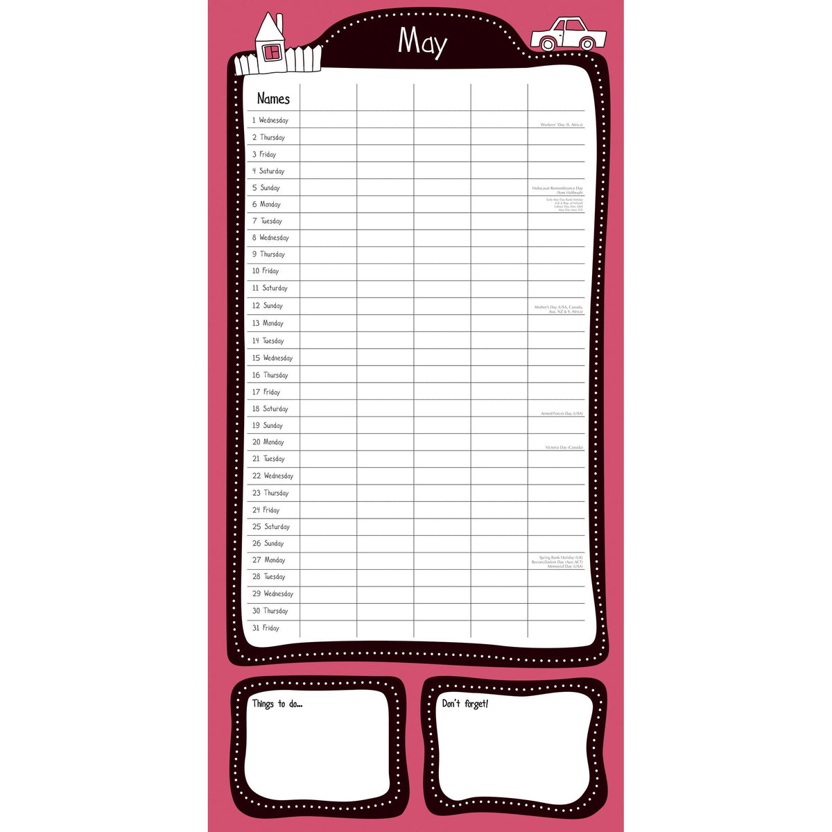 Home Family Organiser 2024 Square Wall Calendar 16 Month School Planner New Year