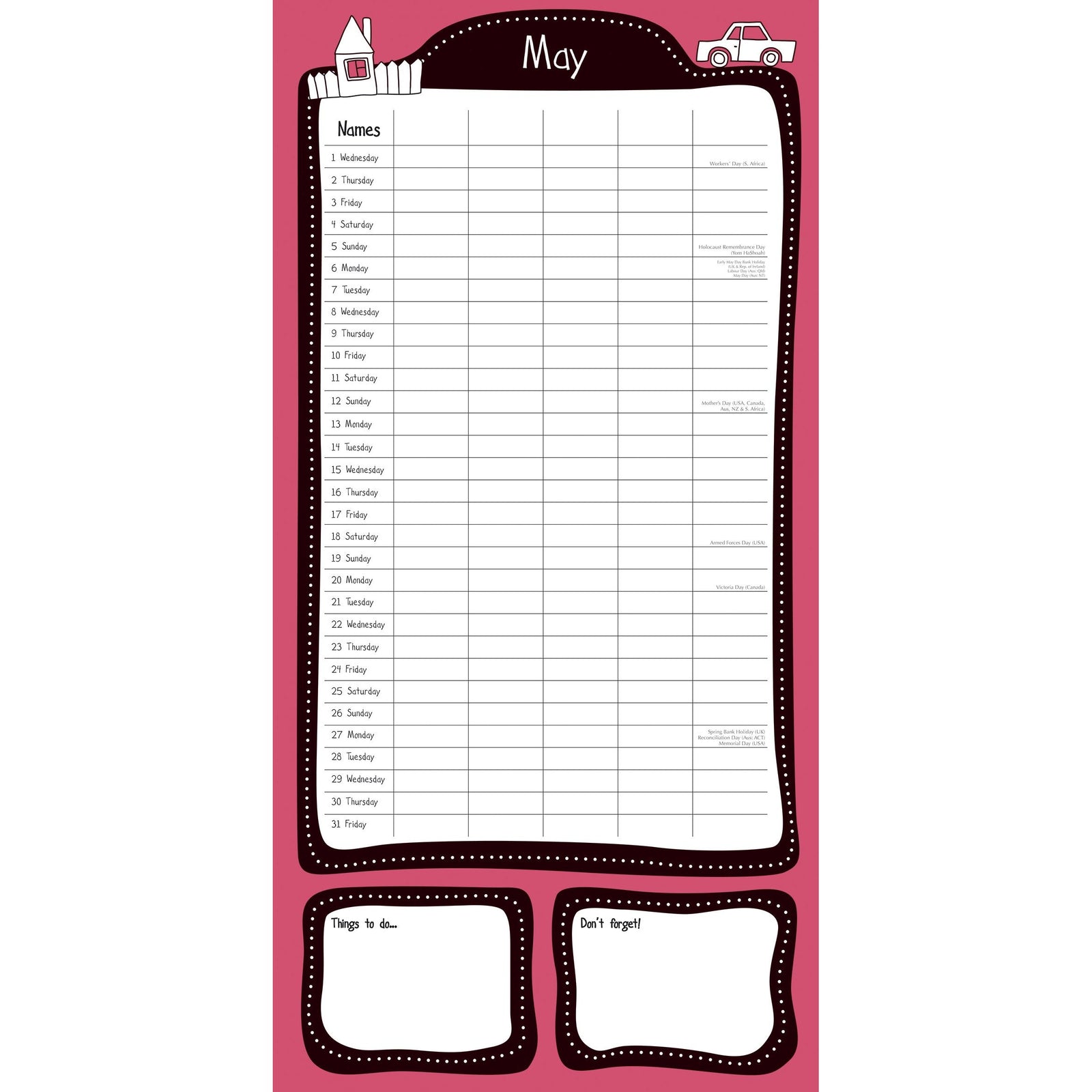 Home Family Organiser 2024 Square Wall Calendar 16 Month School Planner New Year