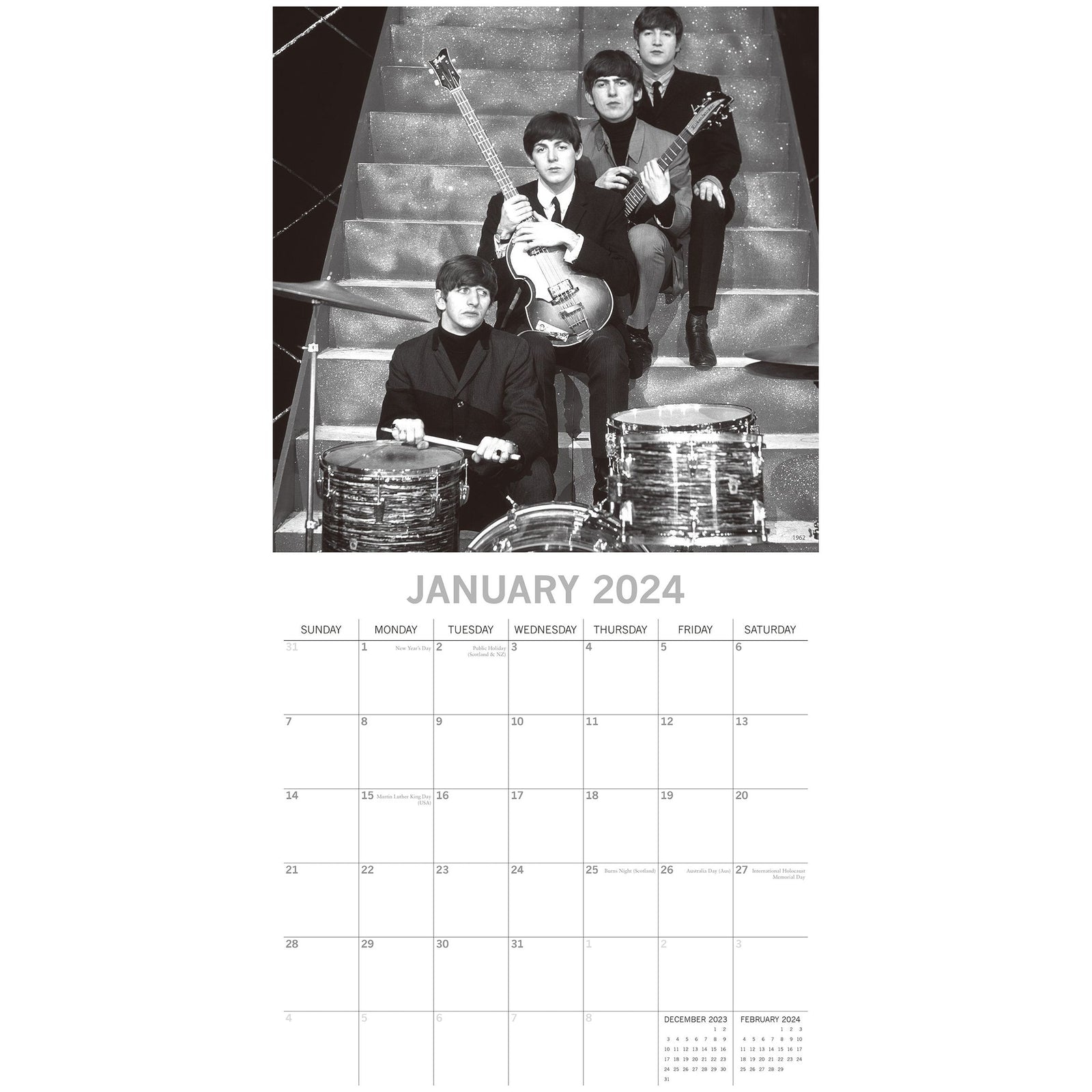 The Beatles - 2024 Square Wall Calendar 16 Month Planner Christmas New Year Gift