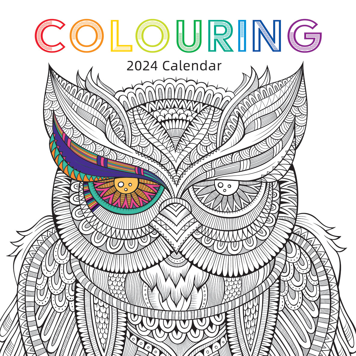 Colouring Calendar - 2024 Square Wall Calendar 16 Months Lifestyle Planner Gift